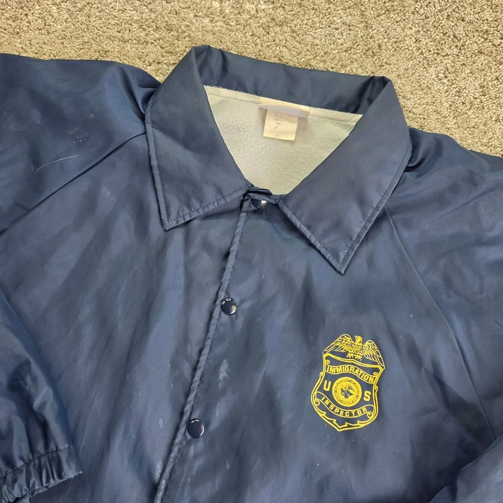 VINTAGE INS Federal Agent Immigration Coach Jacket Mens 2XL Blue Hartwell Sports